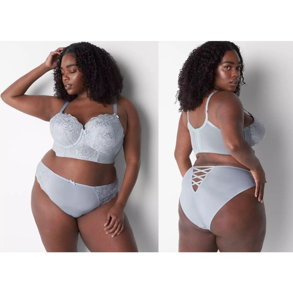 Lane Bryant Cacique Metallic Lace Strappy Back High Leg Panty 26/28